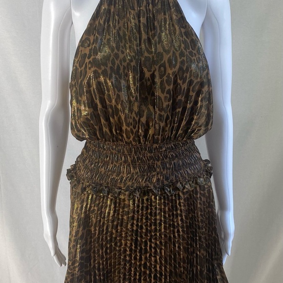 BCBG Max Azaria animal print/leopard printed smocked waisted halter dress - Picture 10 of 14